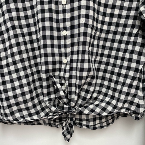 J Crew Gingham Tie Front Button up - Picture 3 of 7